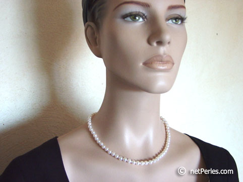 Collar Perlas de Akoya 45 cm,6.5-7 mm, blancas AA+