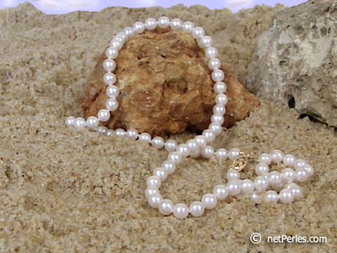 Collar Perlas de Akoya 55 cm, 6-6.5 mm, blancas AAA